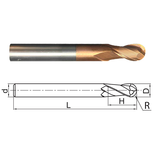 فرزهای کارباید بالنوز دوپر BALLNOSE-2F