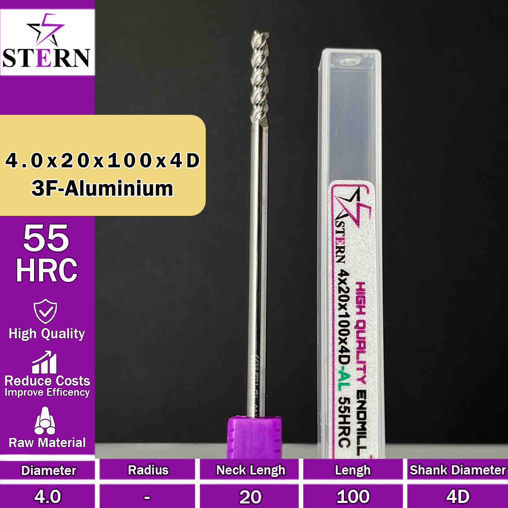 فرزکارباید آلومینیوم سه پر STERN 4*20*100*4D