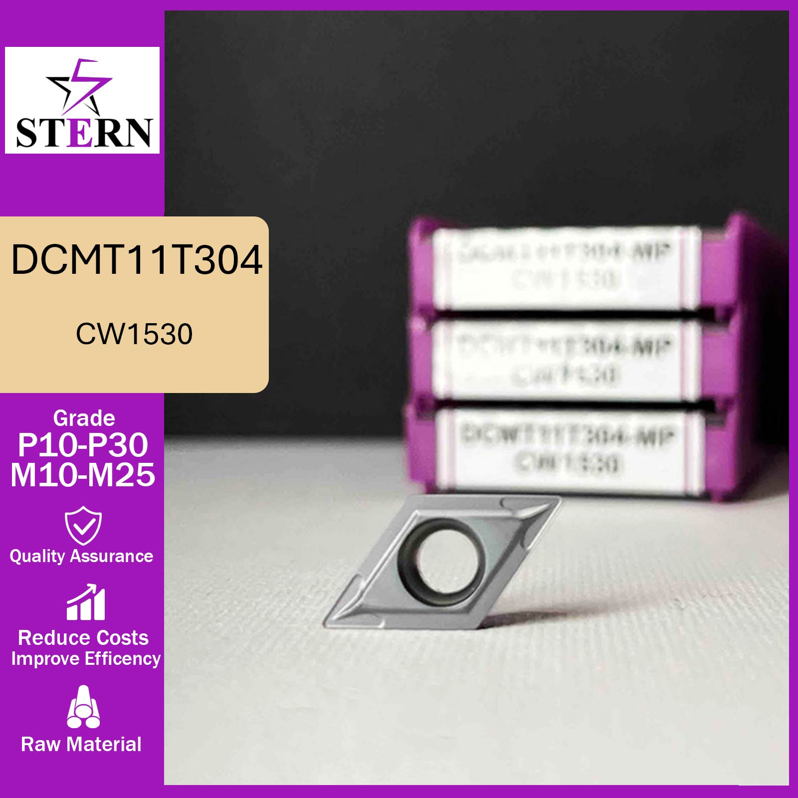 اینسرت تراشکاری STERN مدل DCMT11T304-MP گرید CW1530