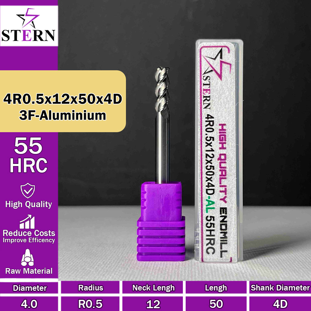 فرزکارباید آلومینیوم تیپ ردیوس 4R0.5*12*50*4D STERN