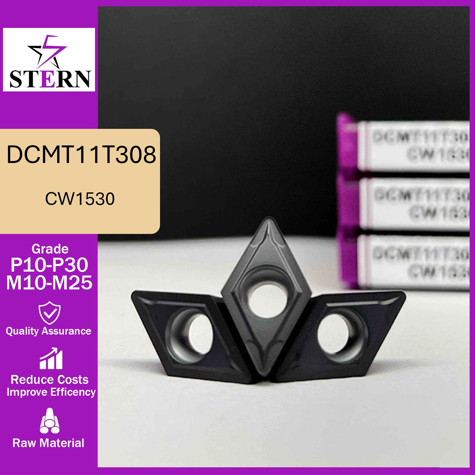اینسرت تراشکاری STERN مدل DCMT11T308-MP گرید CW1530