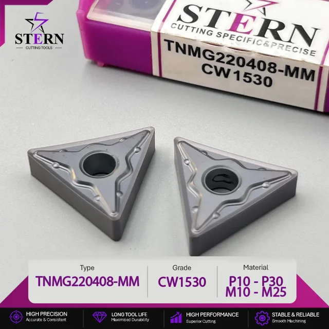 اینسرت STERN مدل TNMG220408-CW1530 مخصوص ماشینکاری فولاد و استیل