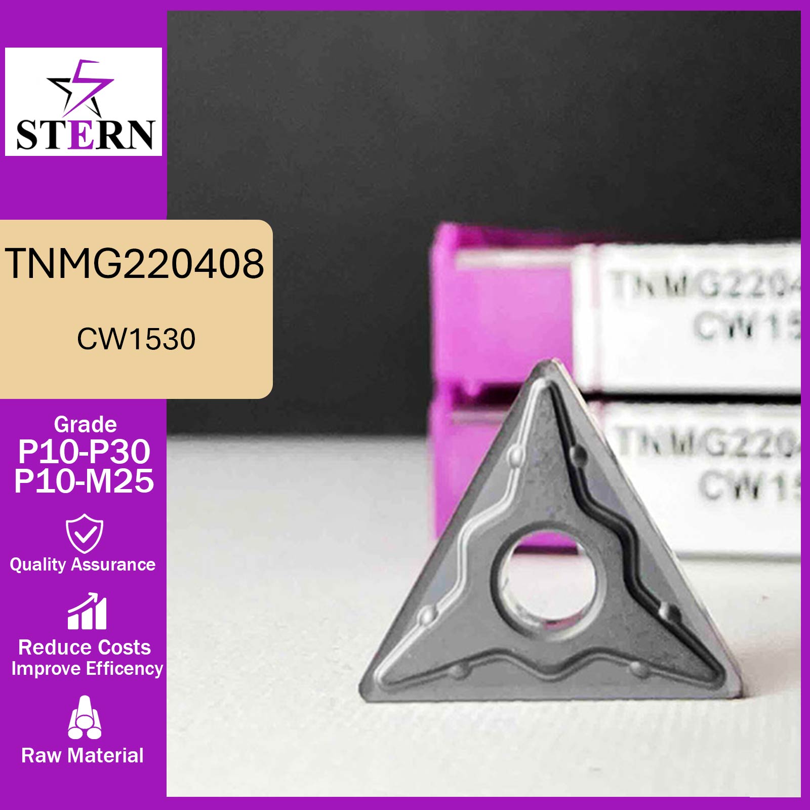 اینسرت تراشکاری STERN مدل TNMG220408-MM گرید CW1530