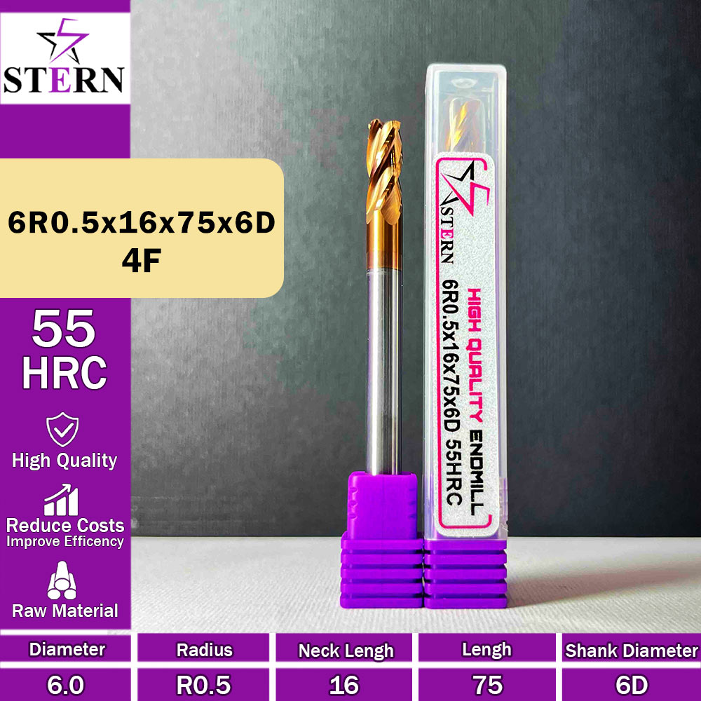 فرز کارباید تیپ ردیوس 6R0.5*16*75*6D STERN