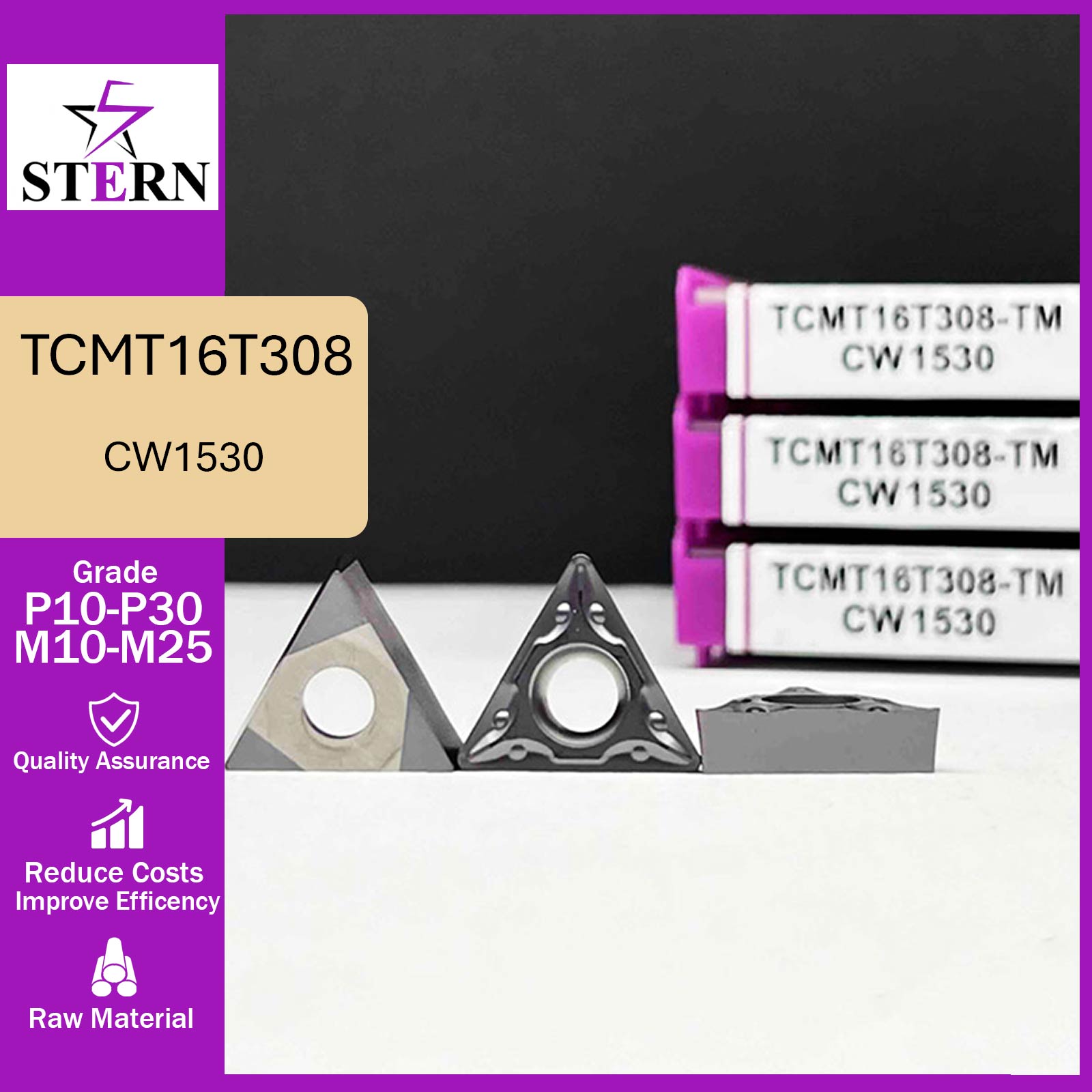 اینسرت تراشکاری STERN مدل TCMT16T308-MP گرید CW1530