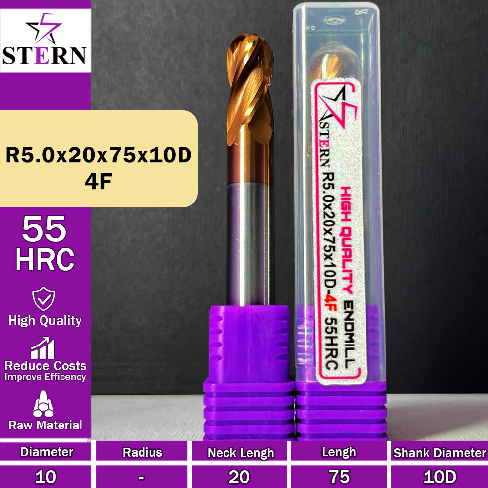 فرزانگشتی کارباید بالنوز چهارپر R5.0*20*75*10D STERN
