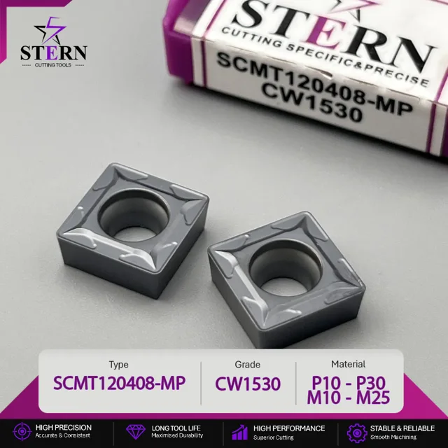 اینسرت STERN مدل SCMT120408-CW1530 مخصوص ماشینکاری فولاد و استیل