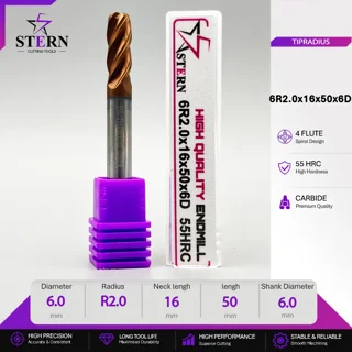 فرز انگشتی کارباید تیپ ردیوس 6R2.0*16*50*6D STERN