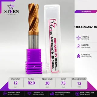 فرز انگشتی کارباید تیپ ردیوس 12R2.0*30*75*12D STERN