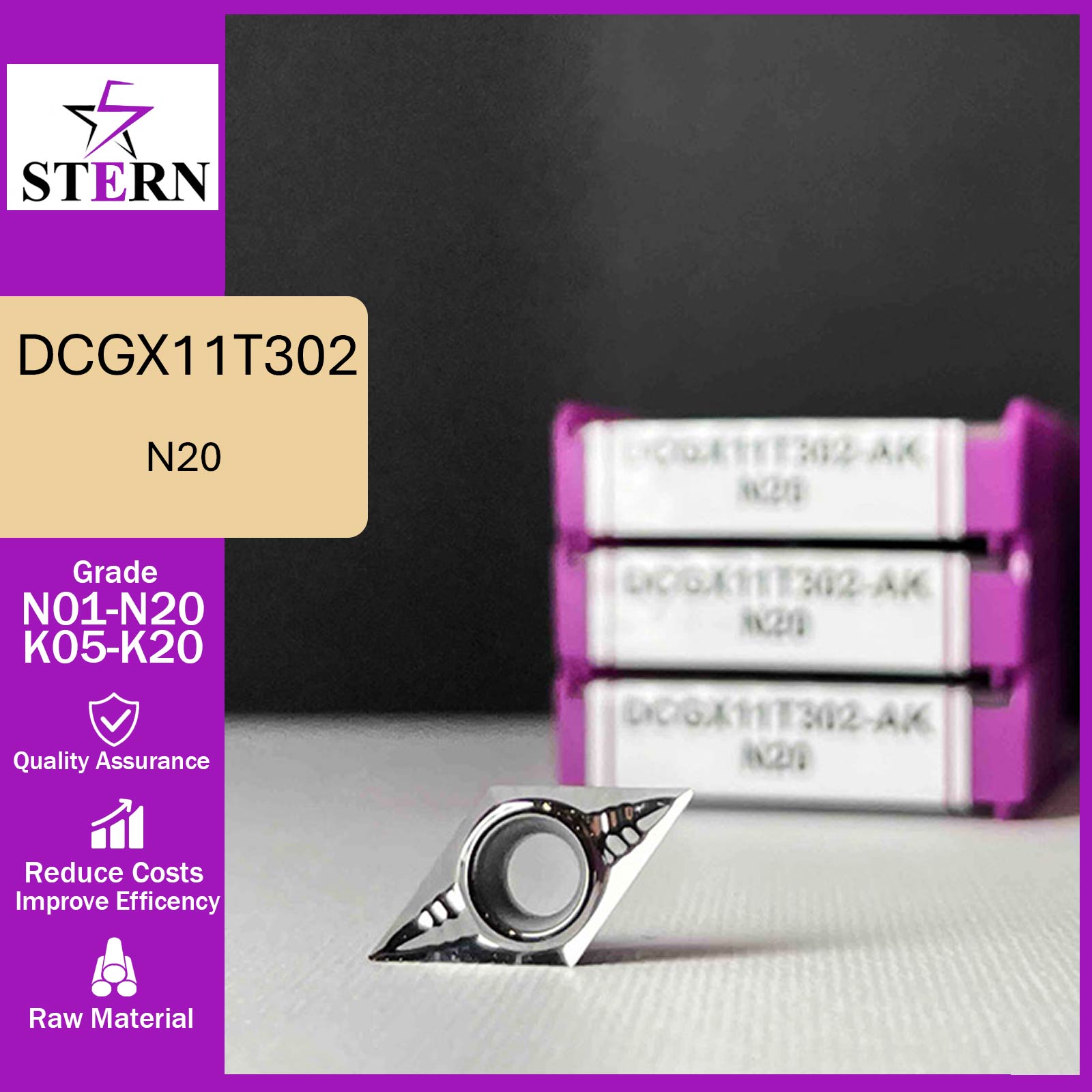 اینسرت تراشکاری STERN مدل DCGX11T302-AK مخصوص آلومینیوم