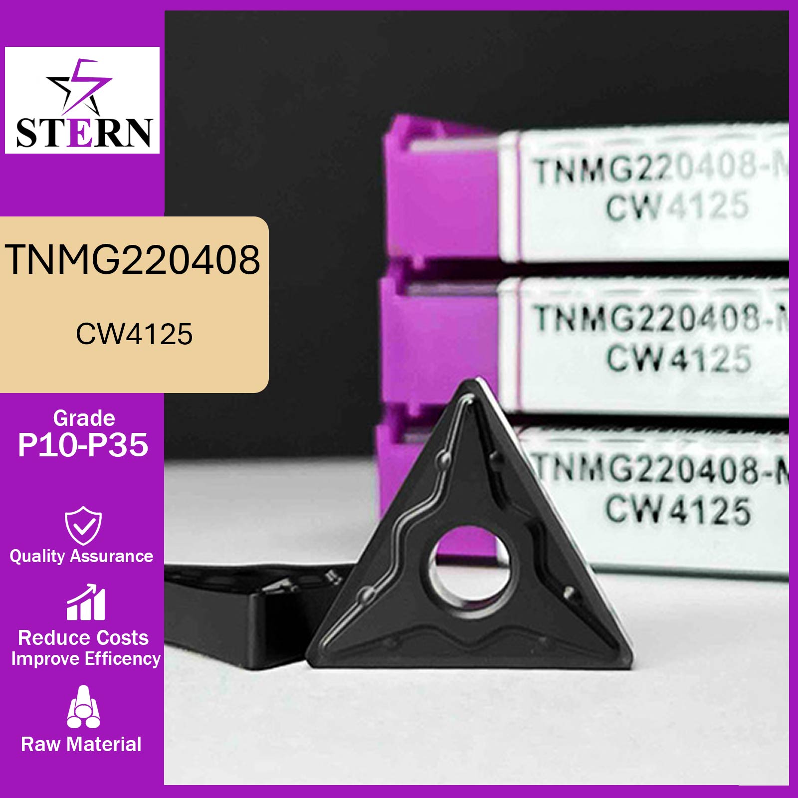اینسرت تراشکاری STERN مدل TNMG220408-MM گرید CW4125