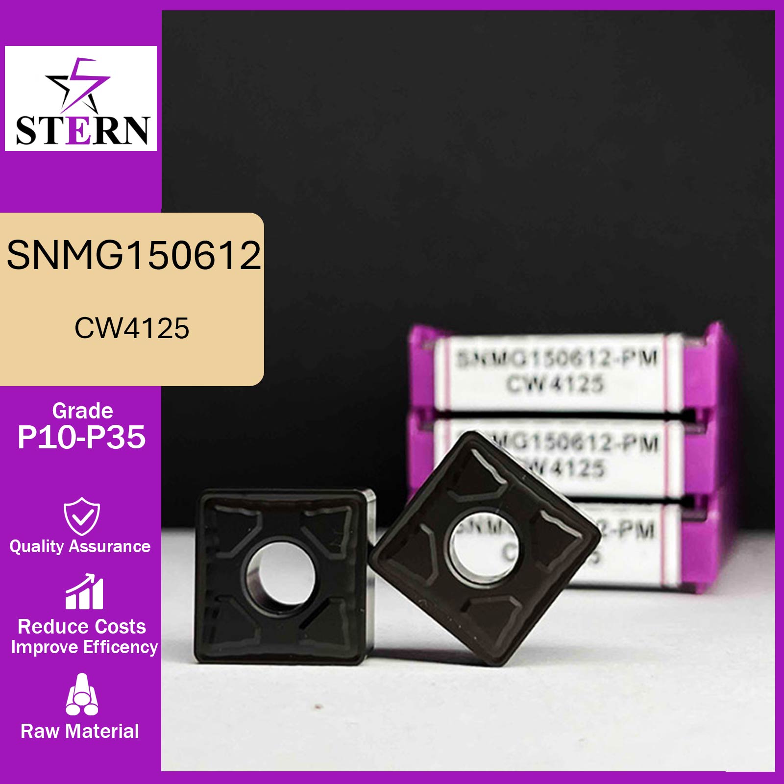 اینسرت تراشکاری STERN مدل SNMG150612-PM گرید CW4125