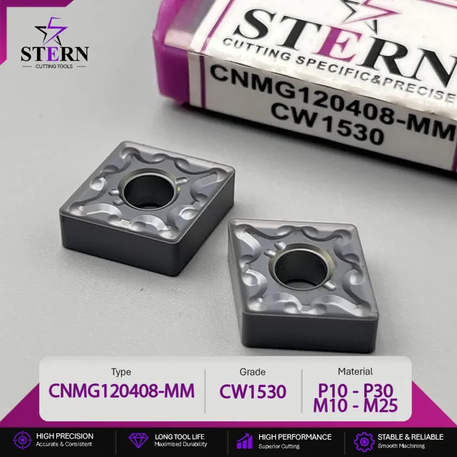 اینسرت STERN مدل CNMG120408-CW1530 مخصوص ماشینکاری فولاد و استیل