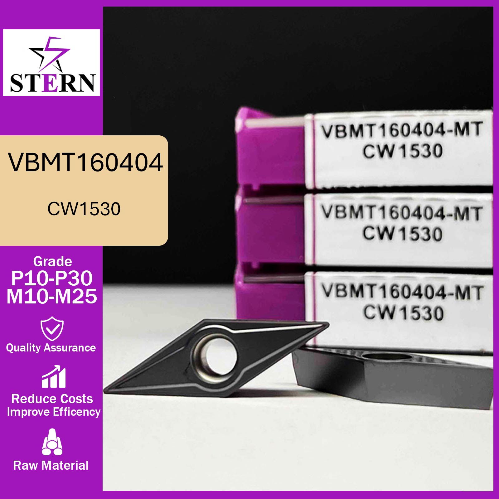 اینسرت تراشکاری STERN مدل VBMT160404-MP گرید CW1530