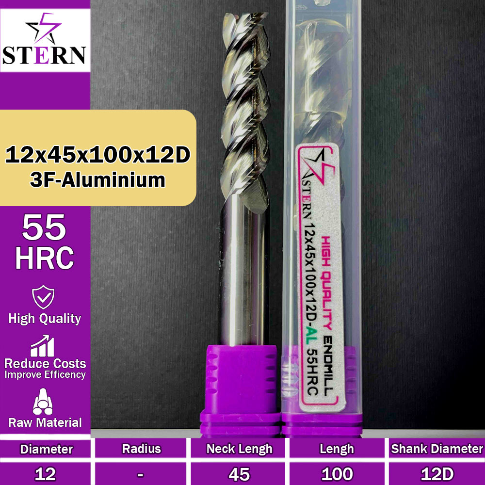فرزکارباید آلومینیوم سه پر STERN 12*45*100*12D