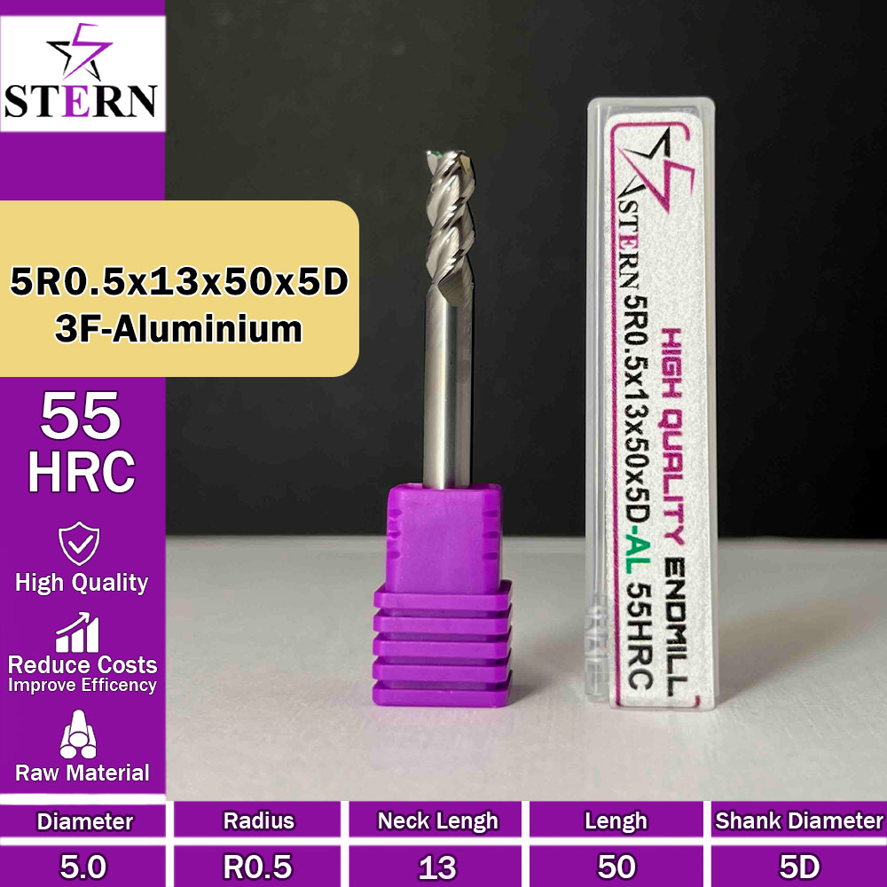 فرزکارباید آلومینیوم تیپ ردیوس 5R0.5*13*50*5D STERN