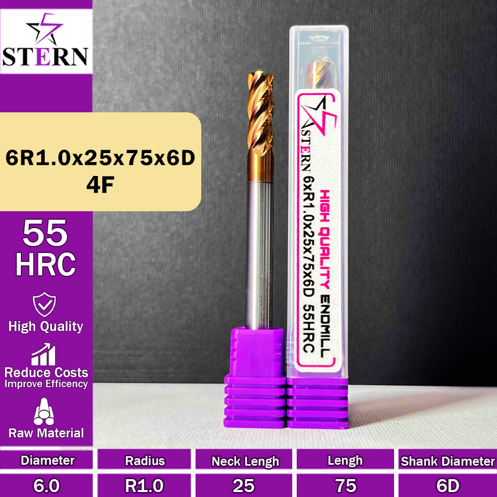 فرز کارباید تیپ ردیوس 6R1.0*16*75*6D STERN