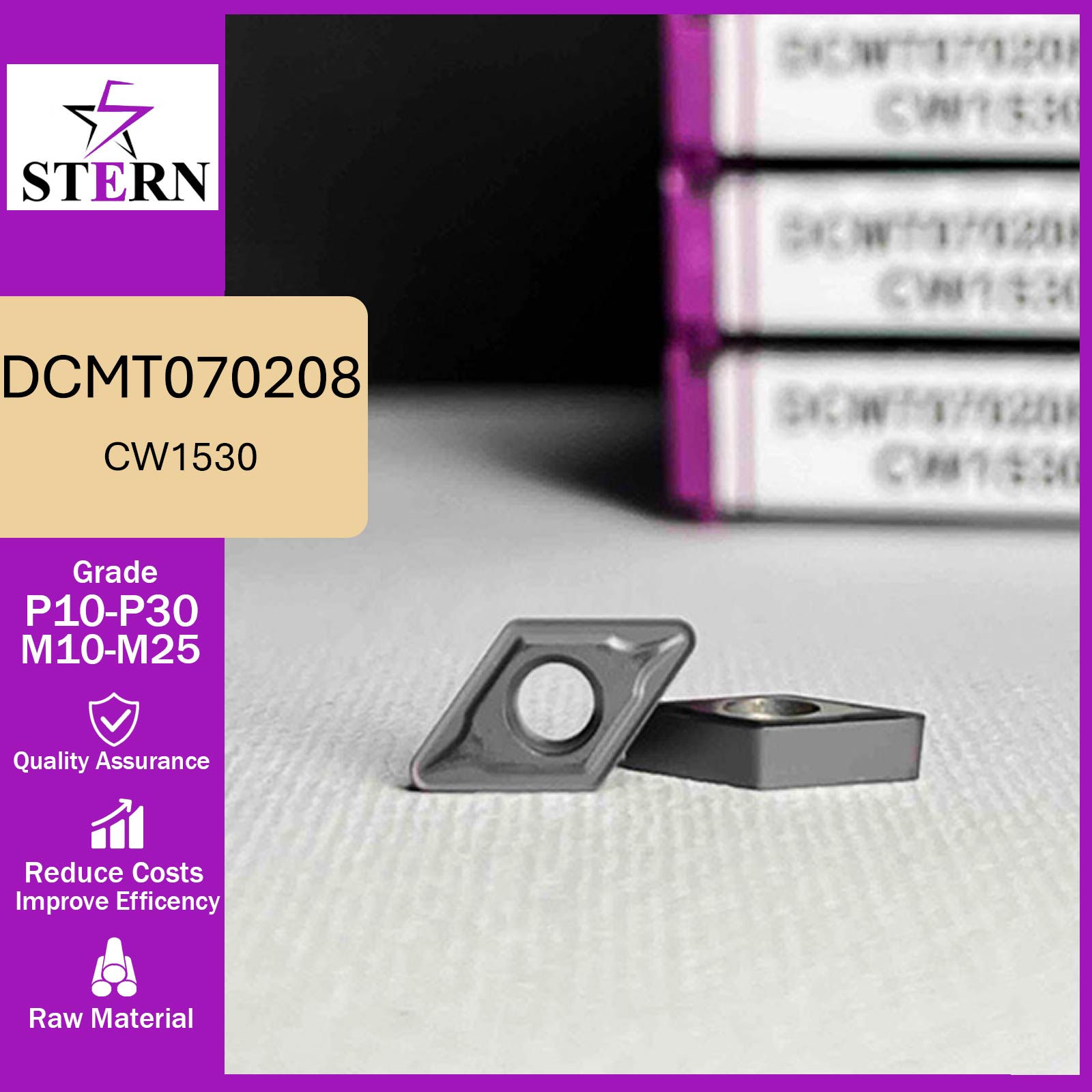 اینسرت تراشکاری STERN مدل DCMT070208-MP گرید CW1530