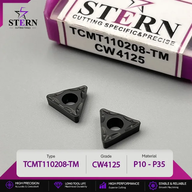 اینسرت STERN مدل TCMT110208-CW4125 مخصوص ماشینکاری فولاد و فولاد سخت