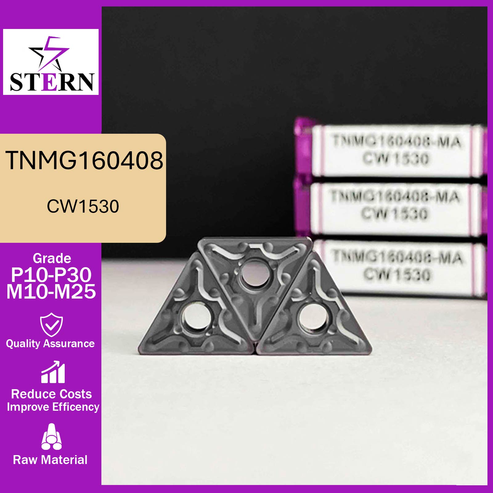 اینسرت تراشکاری STERN مدل TNMG160408 گرید CW1530