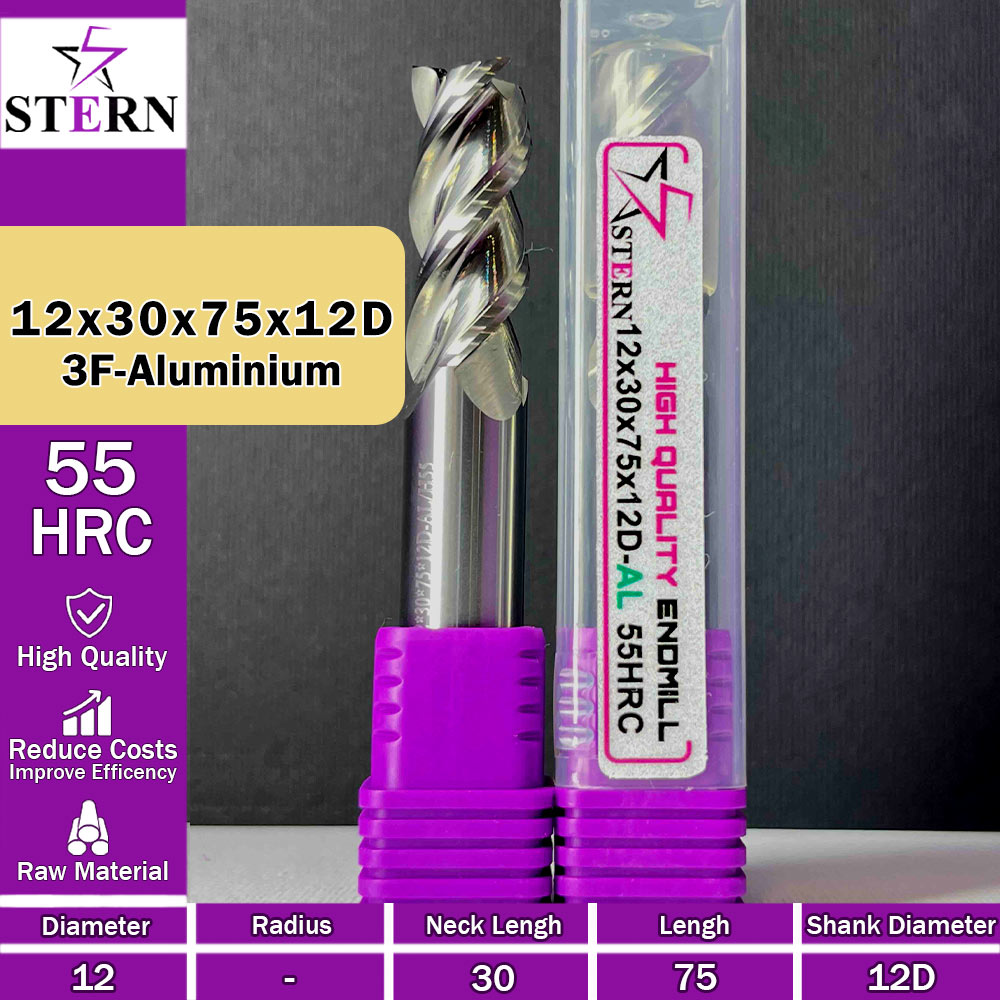 فرزکارباید آلومینیوم سه پر STERN 12*30*75*12D