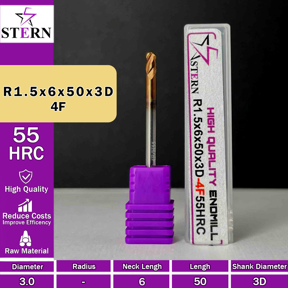 فرزانگشتی کارباید بالنوز چهارپر R1.5*6*50*3D STERN