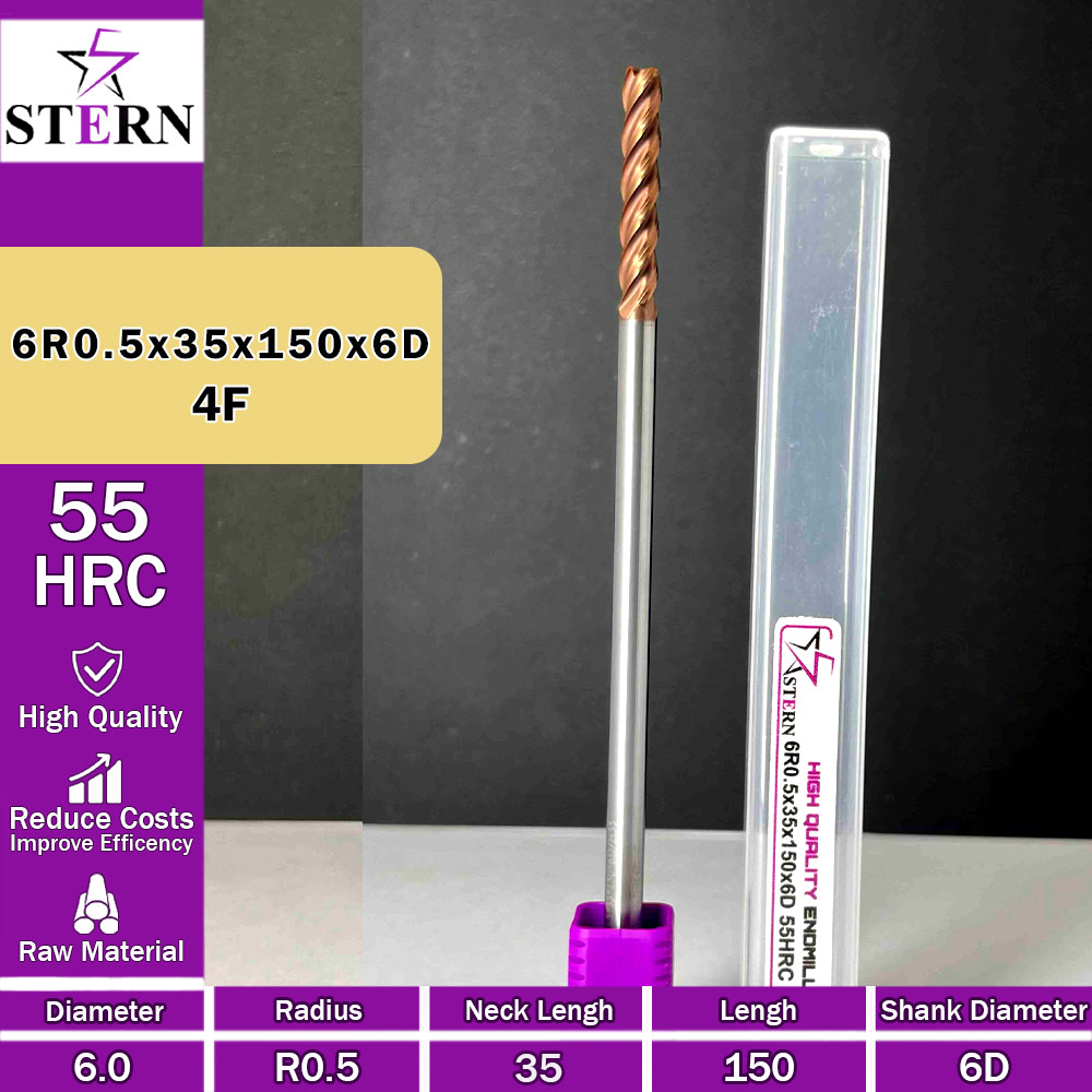 فرز کارباید تیپ ردیوس 6R0.5*35*150*6D STERN
