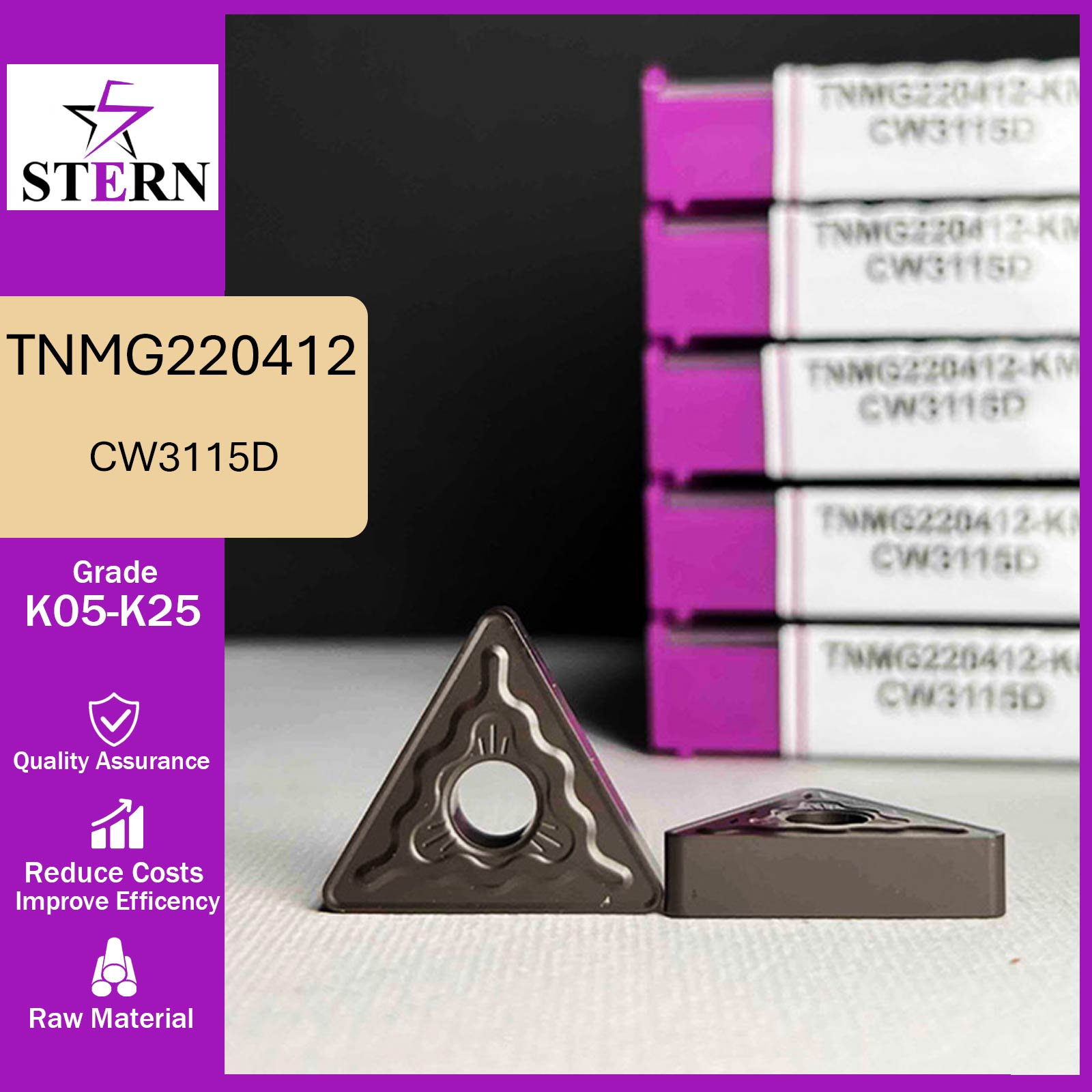 اینسرت تراشکاری STERN مدل TNMG220412-KM گرید CW3115D