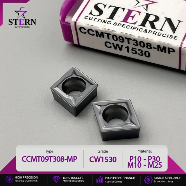 اینسرت STERN مدل CCMT09T308-CW1530 مخصوص ماشینکاری فولاد و استیل