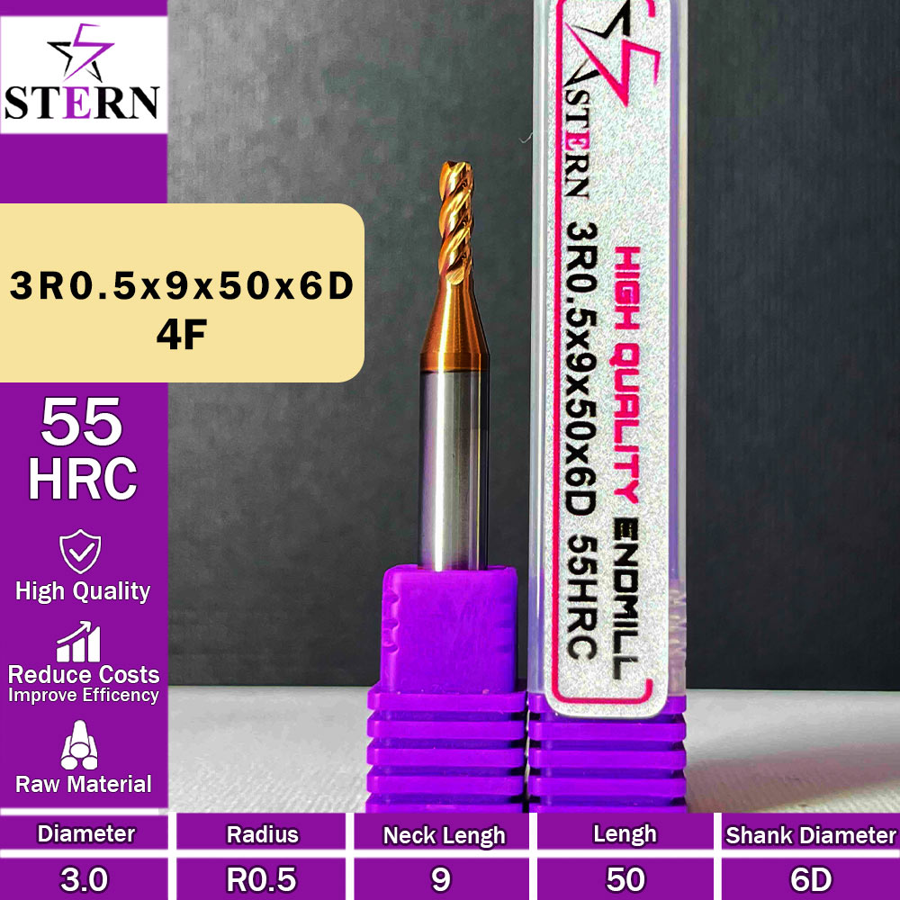 فرز کارباید تیپ ردیوس 3R0.5*9*50*6D STERN