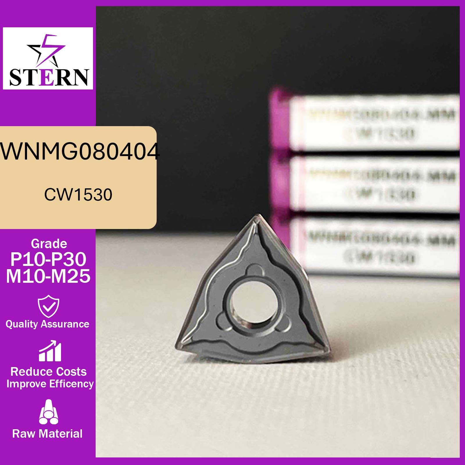 اینسرت تراشکاری STERN مدل WNMG080404-MM گرید CW1530