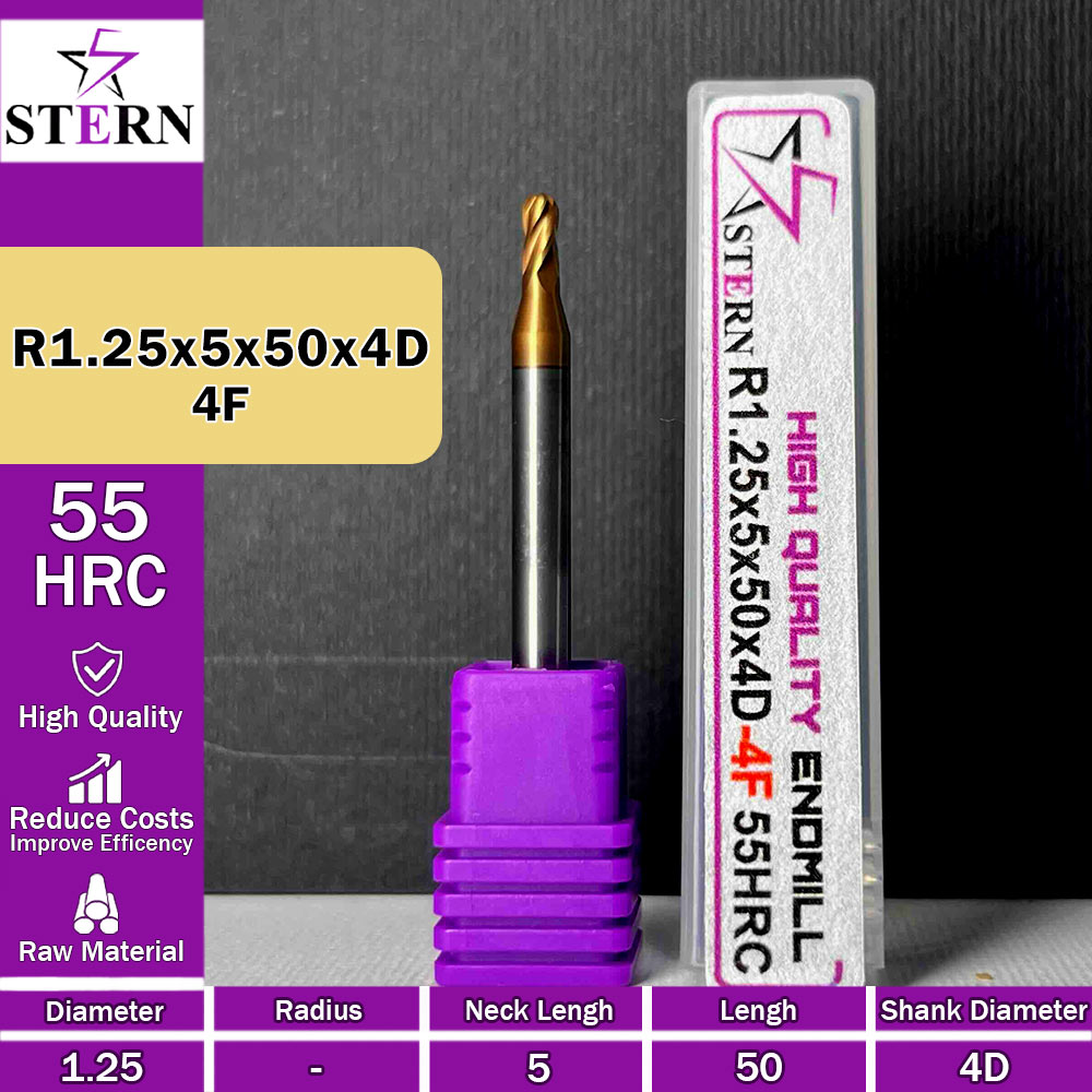 فرزانگشتی کارباید بالنوز چهارپر R1.25*5*50*4D STERN