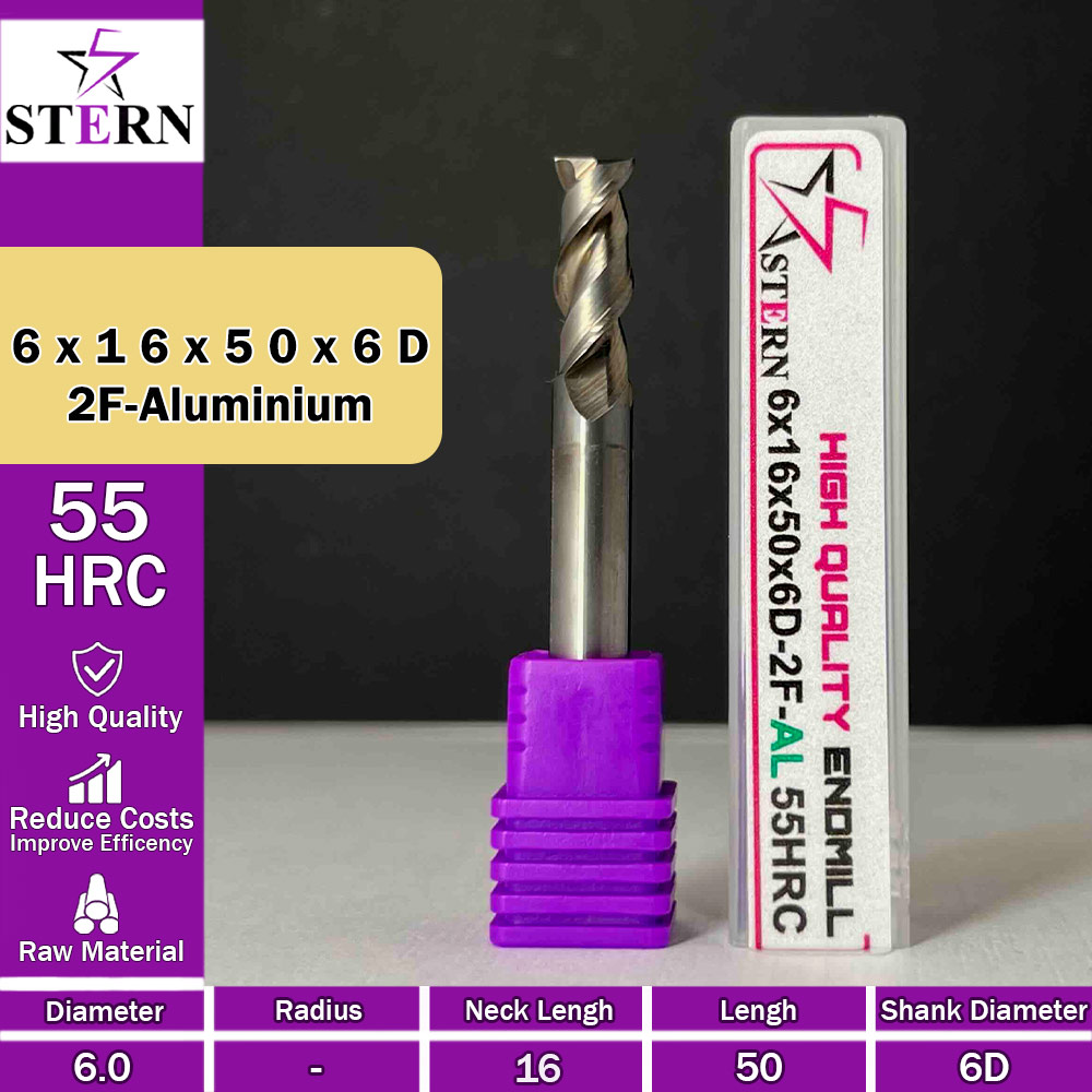 فرزکارباید آلومینیوم دو پر STERN 6*16*50*6D