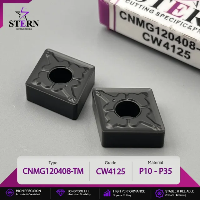 اینسرت STERN مدل CNMG120408-CW4125 مخصوص ماشینکاری فولاد و فولاد سخت