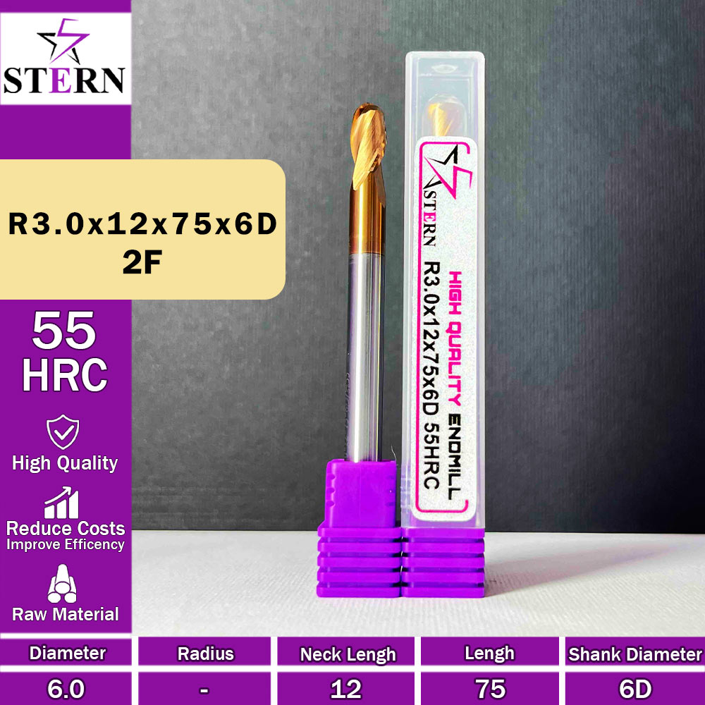 فرزانگشتی کارباید بالنوز R3.0*12*75*6D STERN