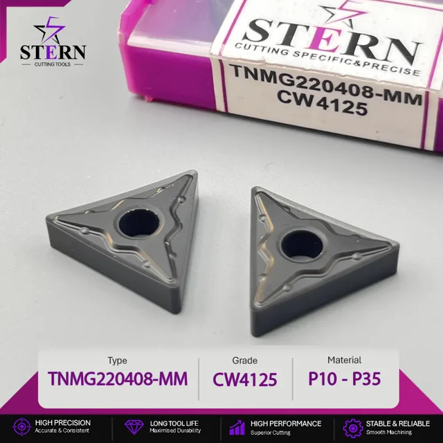 اینسرت STERN مدل TNMG220408-CW4125 مخصوص ماشینکاری فولاد و فولاد سخت