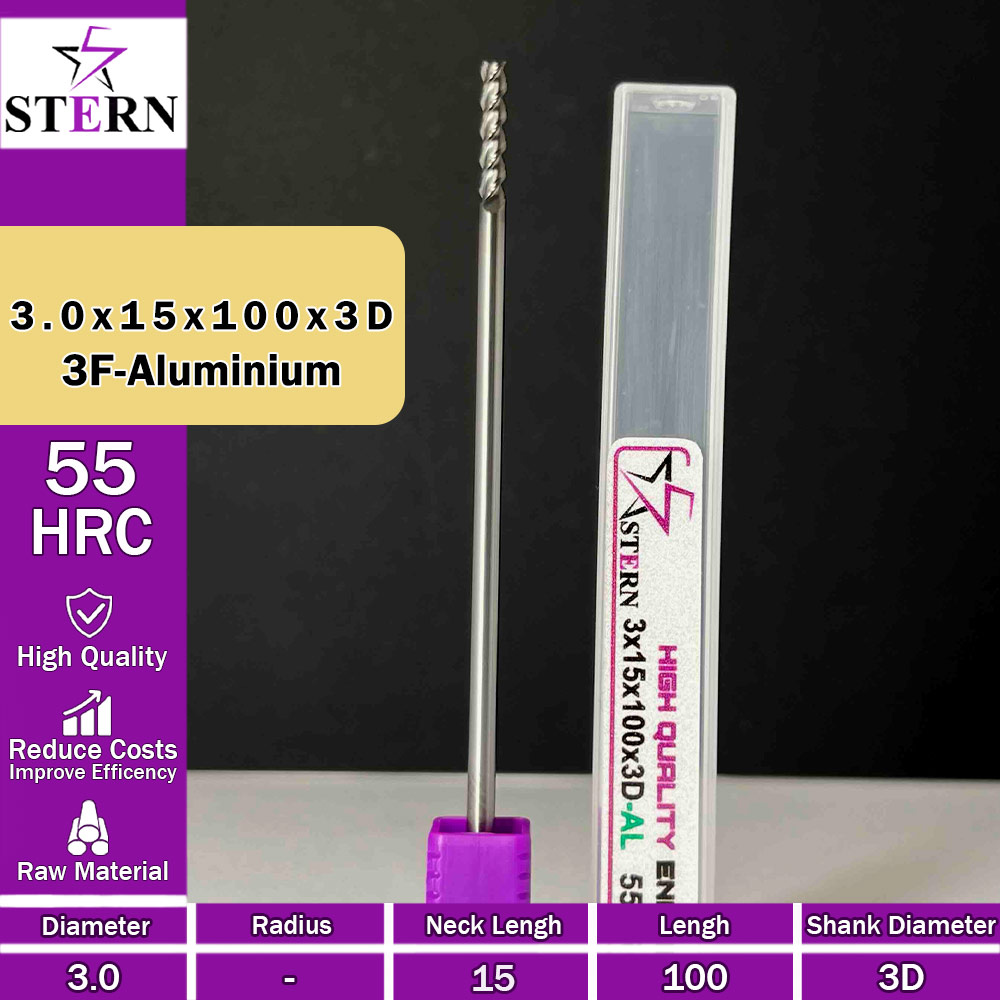 فرزکارباید آلومینیوم سه پر STERN 3*15*100*3D