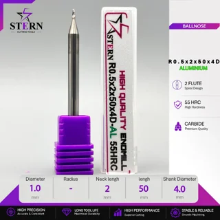 فرز انگشتی کارباید آلومینیوم بالنوز R0.5*2*50*4D STERN