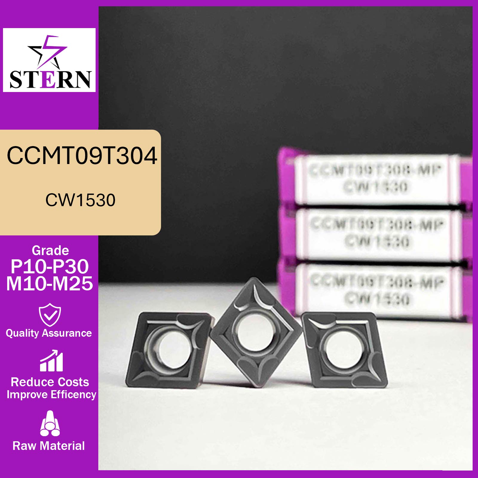 اینسرت تراشکاری STERN مدل CCMT09T304-MP گرید CW1530