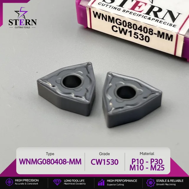 اینسرت STERN مدل WNMG080408-CW1530 مخصوص ماشینکاری فولاد و استیل