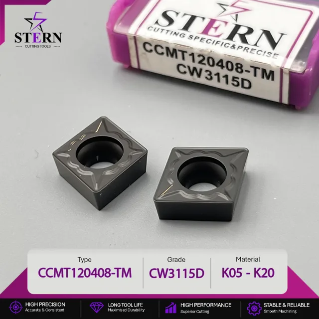 اینسرت STERN مدل CCMT120408-TM-CW3115D مخصوص ماشینکاری چدن و چدن سخت