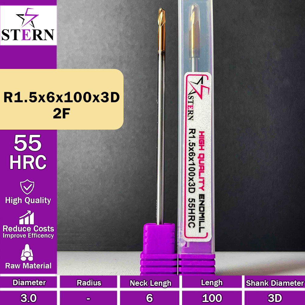 فرزانگشتی کارباید بالنوز R1.5*6*100*3D STERN
