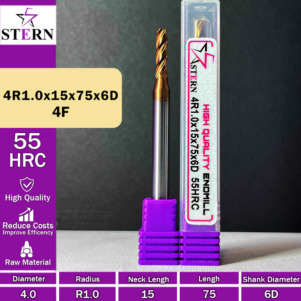فرز کارباید تیپ ردیوس 4R1.0*15*75*6D STERN