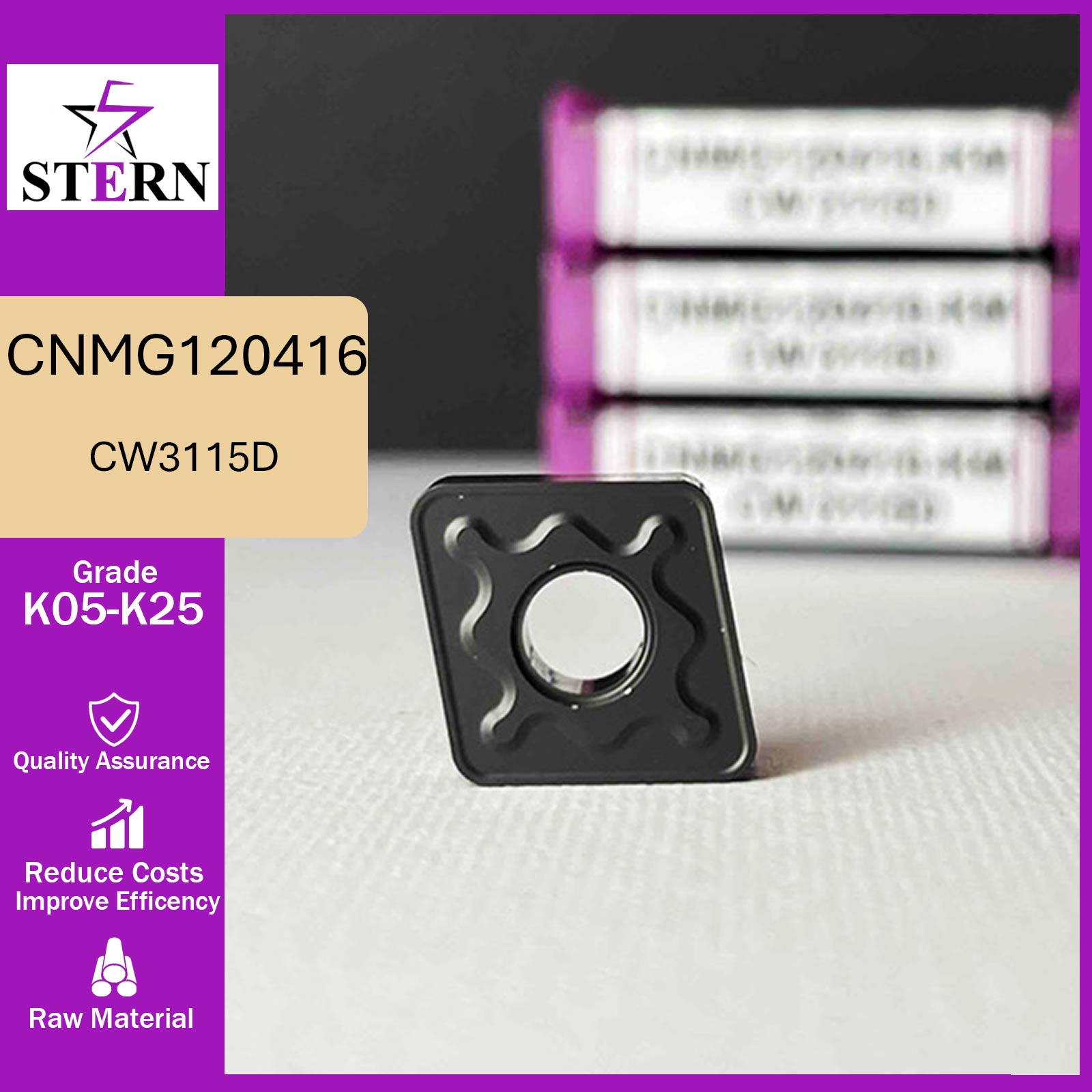 اینسرت تراشکاری STERN مدل CNMG120416-KM گرید CW3115D