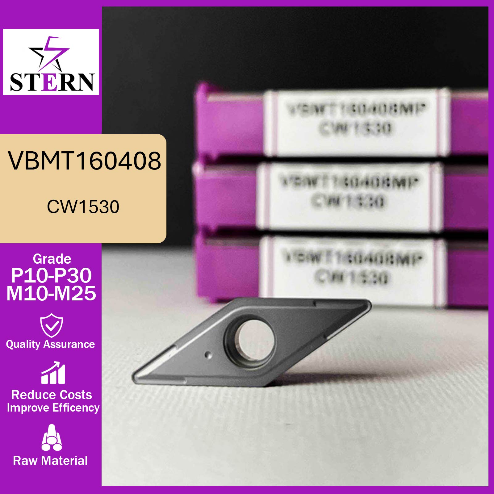 اینسرت تراشکاری STERN مدل VBMT160408-MP گرید CW1530
