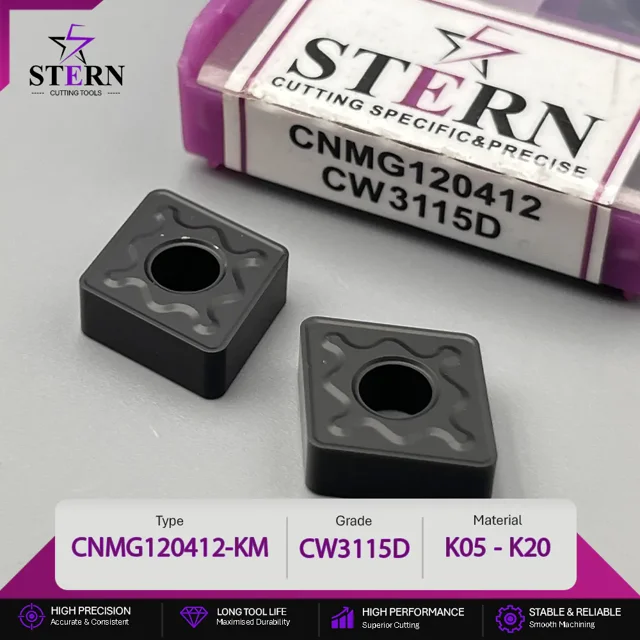 اینسرت STERN مدل CNMG120412-CW3115D مخصوص ماشینکاری چدن و چدن سخت