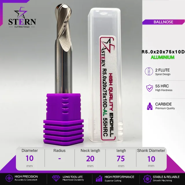 فرز کارباید بالنوز آلومینیوم R5.0×20×75×10D STERN