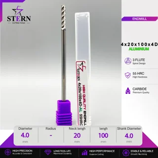 فرز انگشتی کارباید آلومینیوم سه پر STERN 4*20*100*4D