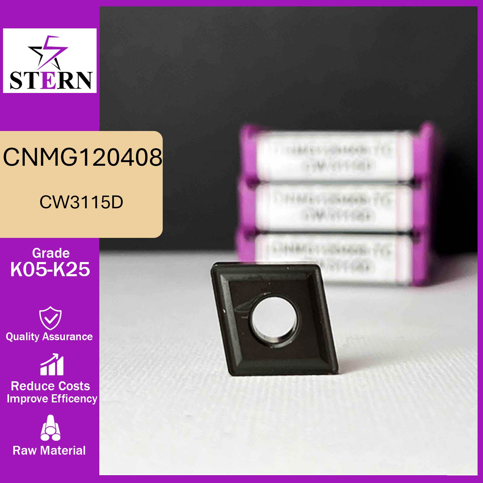 اینسرت تراشکاری STERN مدل CNMG120408-TC گرید CW3115D