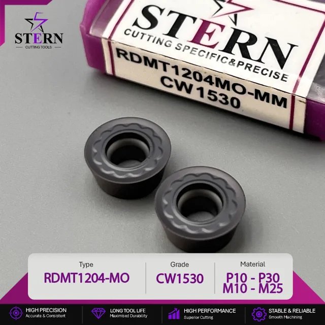 اینسرت فرزکاری STERN مدل RDMT1204MO-CW1530 مخصوص ماشینکاری فولاد و استیل